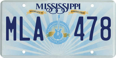 MS license plate MLA478