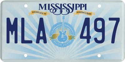 MS license plate MLA497
