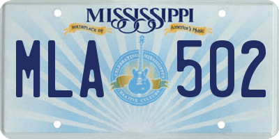 MS license plate MLA502