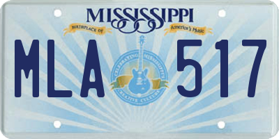 MS license plate MLA517