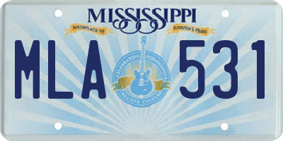 MS license plate MLA531