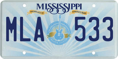 MS license plate MLA533