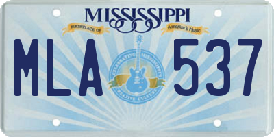 MS license plate MLA537