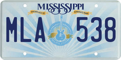 MS license plate MLA538