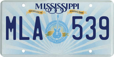 MS license plate MLA539