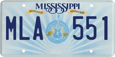 MS license plate MLA551