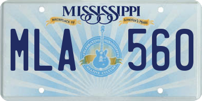 MS license plate MLA560