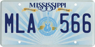 MS license plate MLA566