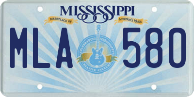 MS license plate MLA580