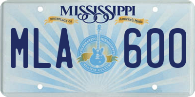 MS license plate MLA600