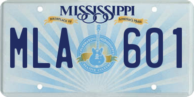MS license plate MLA601