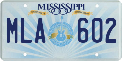 MS license plate MLA602