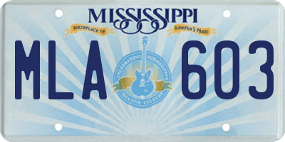 MS license plate MLA603