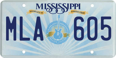MS license plate MLA605