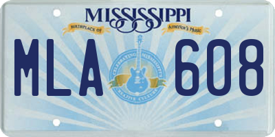 MS license plate MLA608