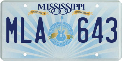 MS license plate MLA643