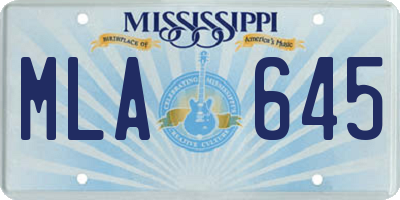 MS license plate MLA645