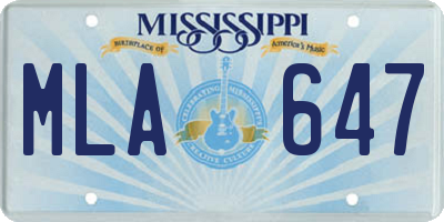 MS license plate MLA647