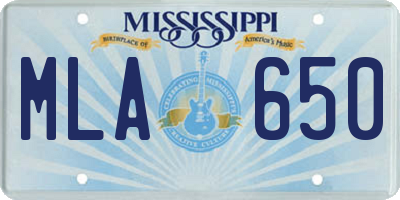 MS license plate MLA650