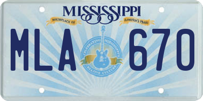 MS license plate MLA670
