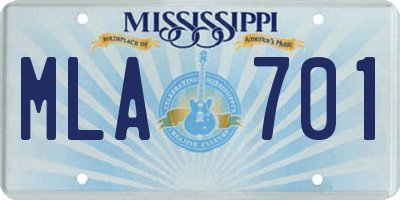 MS license plate MLA701