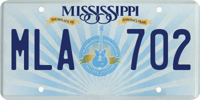 MS license plate MLA702