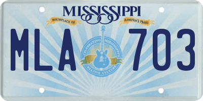 MS license plate MLA703