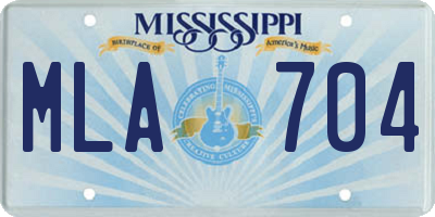 MS license plate MLA704
