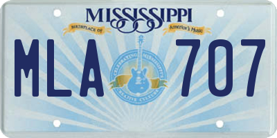 MS license plate MLA707