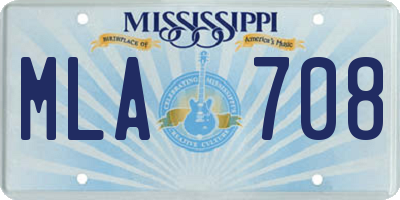 MS license plate MLA708