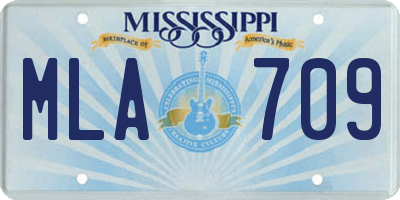 MS license plate MLA709