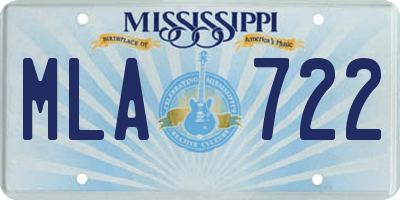 MS license plate MLA722