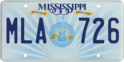 MS license plate MLA726