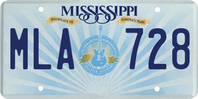 MS license plate MLA728