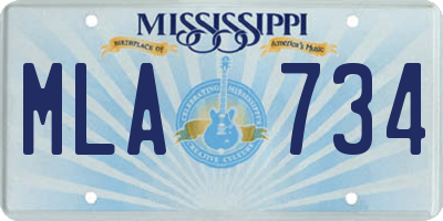 MS license plate MLA734