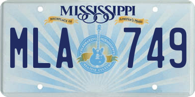 MS license plate MLA749