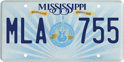 MS license plate MLA755
