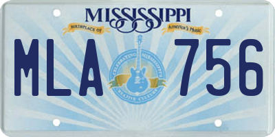 MS license plate MLA756