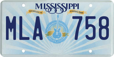 MS license plate MLA758