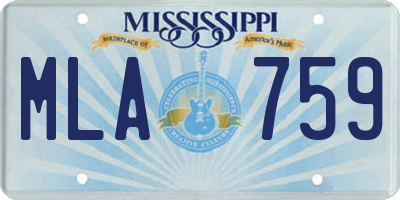 MS license plate MLA759