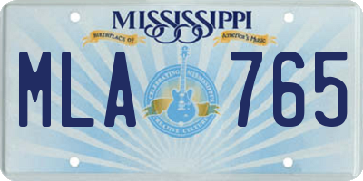 MS license plate MLA765