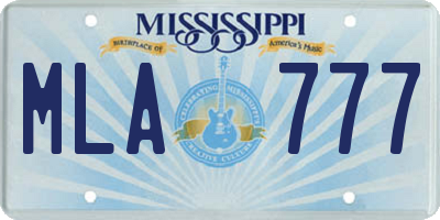 MS license plate MLA777