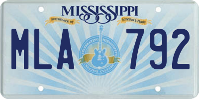 MS license plate MLA792