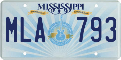 MS license plate MLA793