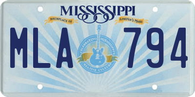 MS license plate MLA794