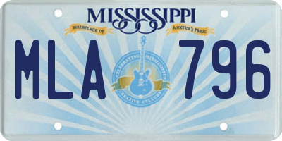 MS license plate MLA796
