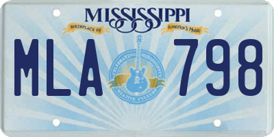 MS license plate MLA798