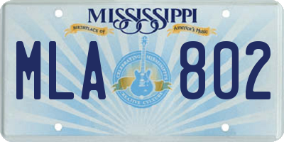 MS license plate MLA802