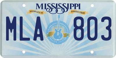 MS license plate MLA803