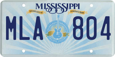 MS license plate MLA804